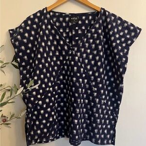 Esby Indigo and White Checkered Blouse